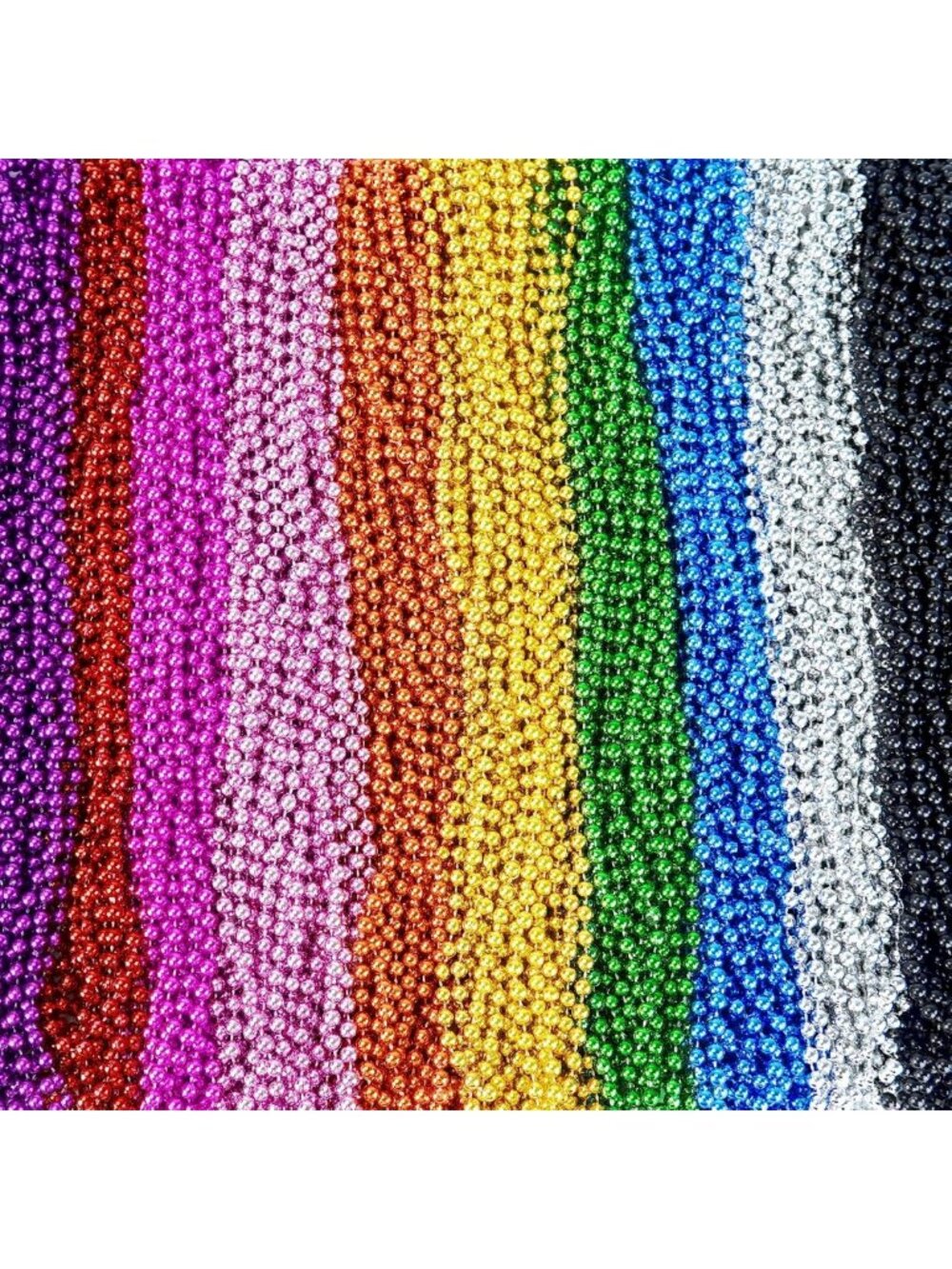 300 Pcs Colorful Metallic Mardi Gras Beads Necklaces - Party Favors & Costume